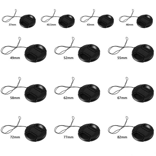 

centechia universal camera lens cap protective cover 37/40. 5/43/46/49/52/55/58/62 / 67mm lens cap with anti-lost rope for dslr slr