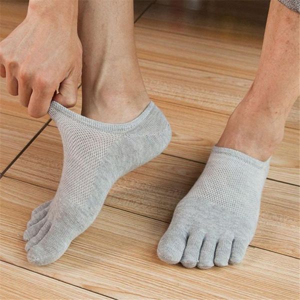 

men's socks five finger toe men fashion breathable cotton nonslip anti-skid calcetines no show short invisible, Black