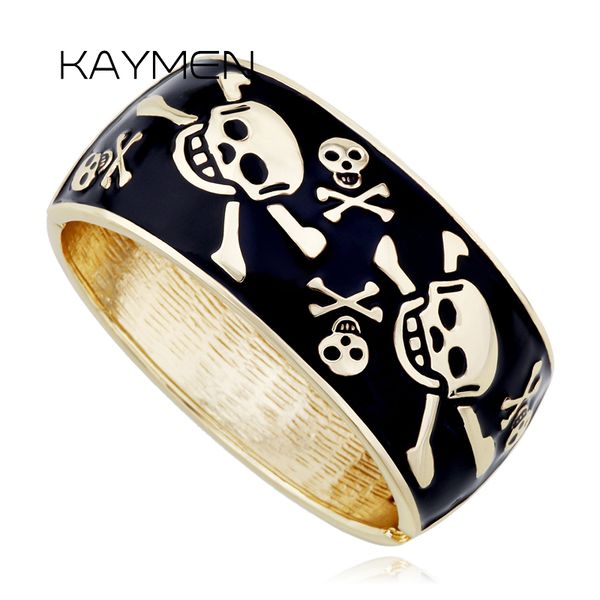 

unique design new punk style skull bracelet for girl party jewelry enamel fashion bangle 2 colors, Black