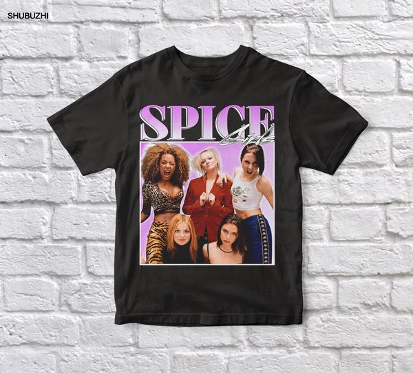 

spice girls 90s vintage black tshirt men t shirt cotton tshirt men summer fashion t-shirt euro size