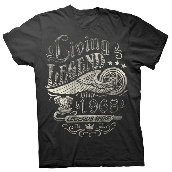 

fashion 50th birthday gift shirt - living legend 1968 legends never die print casual t-shirt men brand