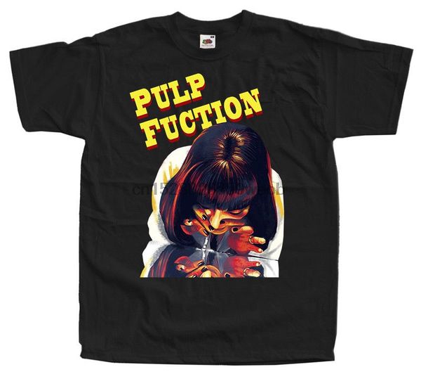 

pulp fiction movie poster ment shirt streetwear harajuku tshirts designer t shirts black of white t-shirts for man