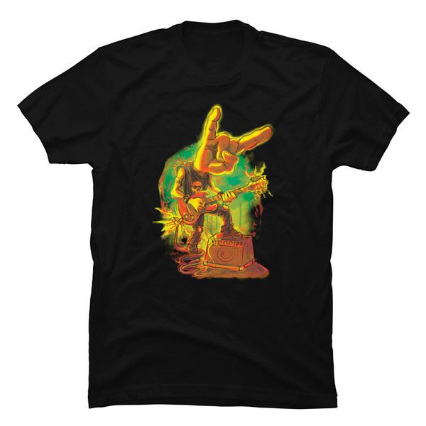 

рок рука horns гитара группа топы футболка хлопок crew neck мужчины футболка повседневная tops рубашка чудаковатый коротким рукавом футболки