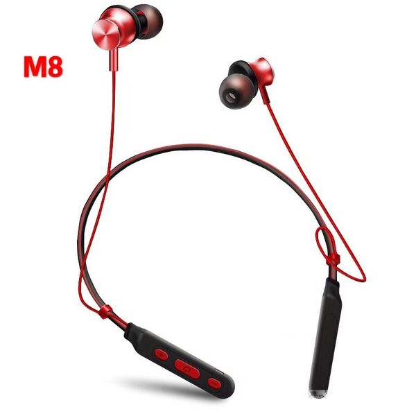 

m8 magnetic neckband bluetooth headphones sports wireless earphone stereo headset with mic for android iphone samsung