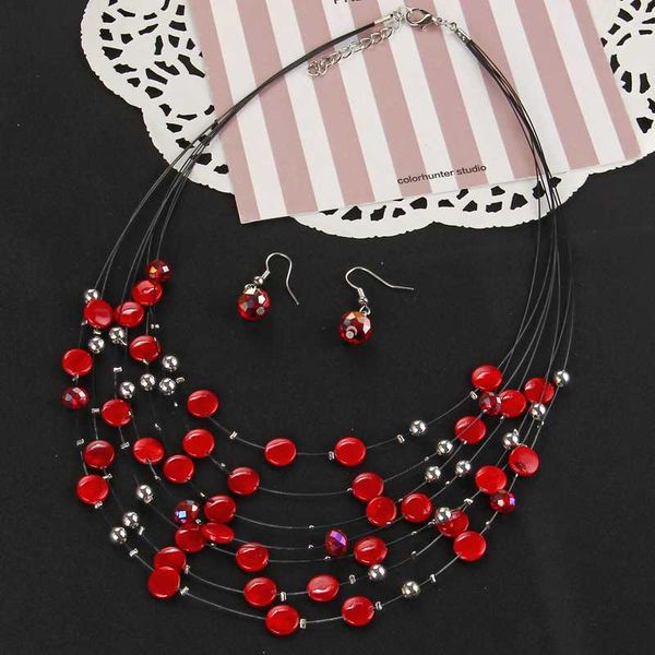 

minhin bridal wedding jewelry sets ladies charm pendant necklace earrings set african beads jewelry sets bijoux femme, Silver