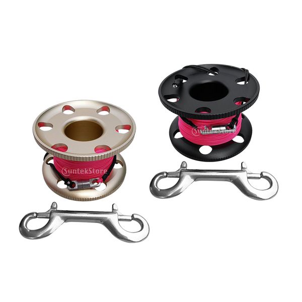 

2pcs 85mm ultralight алюминиевый сплав скубадайвинг морские finger reel набор pink line и нержавеющей стали клип, черный 50м + 30м gold