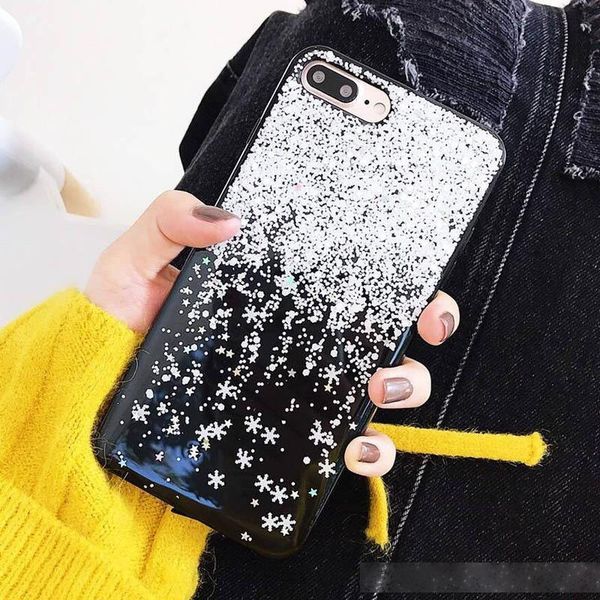 

lovely snowflake phone case for iphone 6 case for iphone 6s 7 8 plus x back cover fashion glitter bling paillette cases