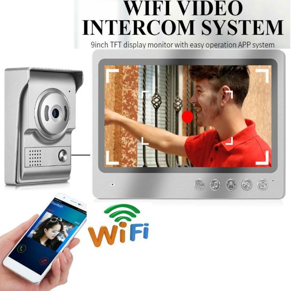 

video door phones wired wifi smart phone intercom system 9 inch touch screen hd 700tvl doorbell camera support tf card
