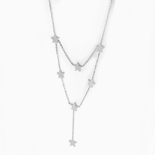 

star heart cross pendant necklace women jewelry accessories long necklace stainless steel jewelry women's clothing accessories, Silver