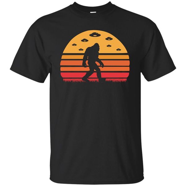 

black color tee bigfoot ufo abduction - vintage believe retro t-shirt printing apparel tee shirt