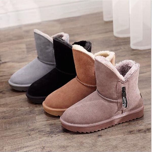 

35-40 snow boots winter warmth and velvet thickening non-slip waterproof bread shoes leather martin boots cotton shoes women, Black