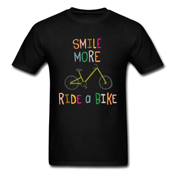 

summer bicycle rider t shirt men smile more t-shirt letter tees positive saying clothing friends group tshirt cotton