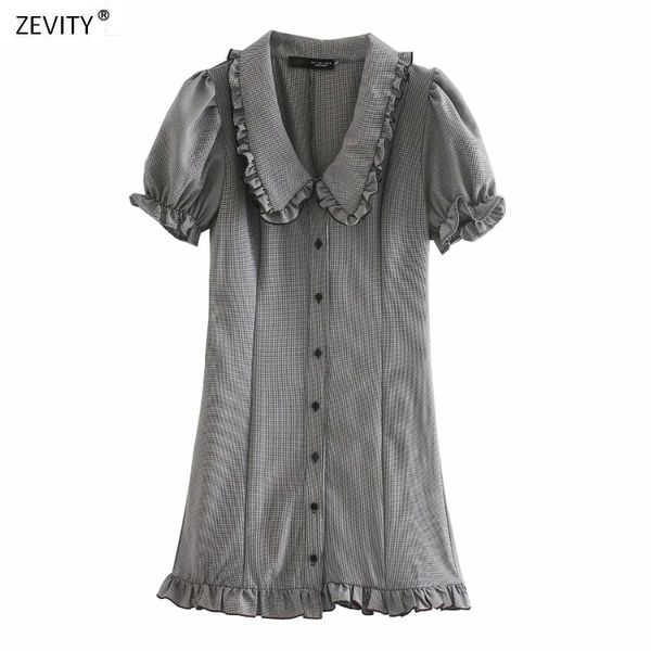 

2020 women vintage agaric lace turn down collar plaid mini dress female breasted hem ruffles dresses chic casual vestido ds3954, White;black