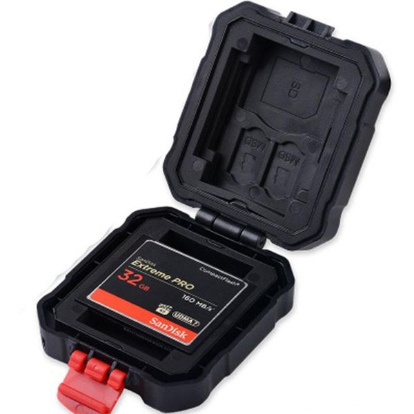 

black/red anti-shock drop waterproof ip67 memory card storage case protective box holder for cf sd msd xqd tf sd