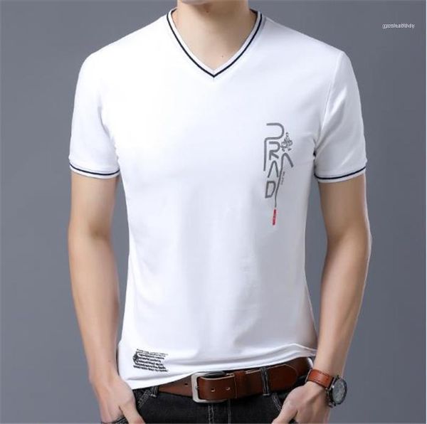 

casual v neck male clothing thin breathable designer mens tshirt summer fashion printed short sleeved, White;black
