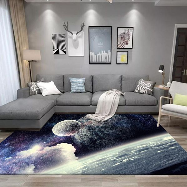 

carpets modern gorgeous starry sky earth moon for living room bedroom decor flower print rugs polyester washable mats