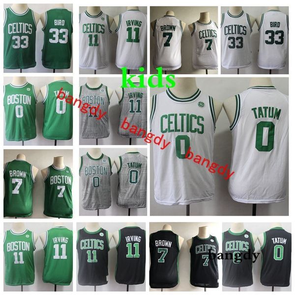 

kids boston celtics nba youth kyrie irving 11 jayson 0 tatum jaylen 7 brown gordon 8 hayward larry 33 bird stock basketball jerseys, Black;red