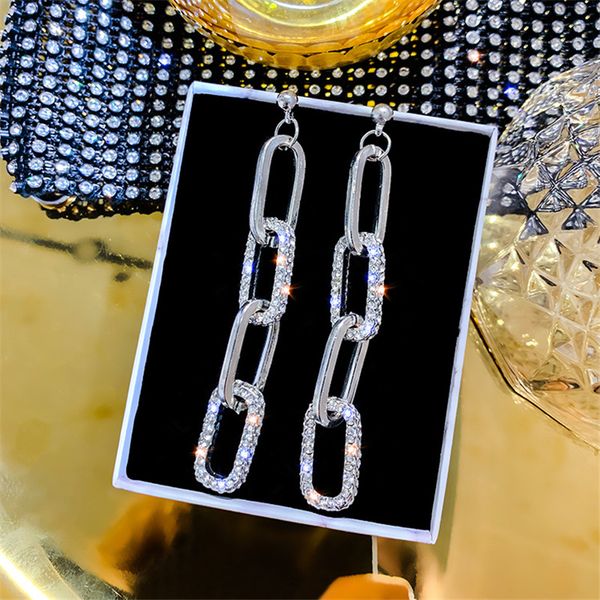 

fyuan fashion long geometric drop earrings for women 2020 bijoux silver color chain dangle earrings statement jewelry gifts