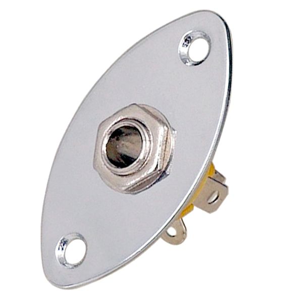 

oval flat jack plate with 1/4\" 6.35mm electric guitar bass jack plug socket