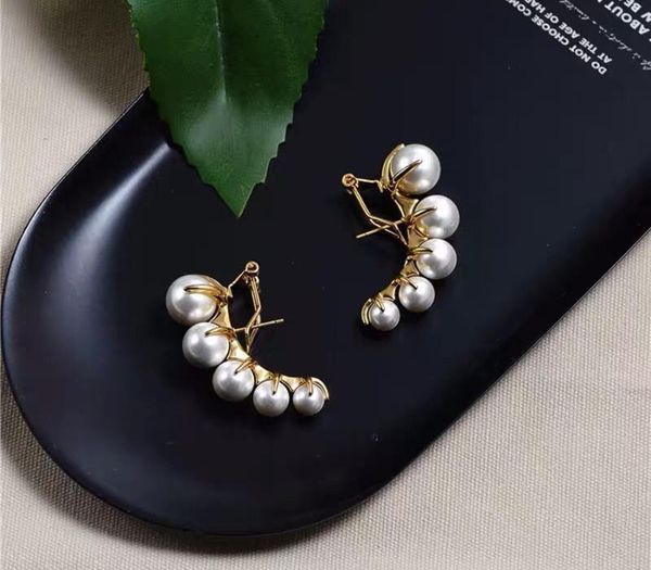 

jewelry fashion gradient pearl earrings gold stud earrings for women elegant brand bijoux, Golden;silver