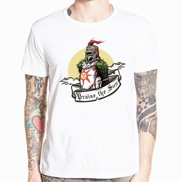 

2019 summer fashion men t-shirts dark souls ii 2 arteries praise the sun print t shirt casual clothes cool tees streetwear