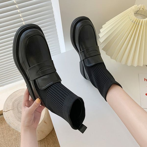 

2020 fashion new breathable ankle boots autumn women boots shoes ladies sock causal shoes female for knitting ladies flats, Black