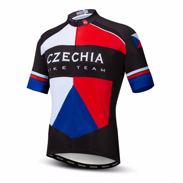 

czech republic 2020 cycling jersey men mountain bike jersey mtb bicycle shirts short sleeve road breathable russia blue red, Black;red