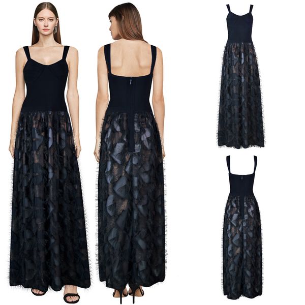 

latest designer hl spahetti strap mermlaid prom dresses sexytassel appliqued beaded evening gown elegant long formal party bridesmaid costum, Black