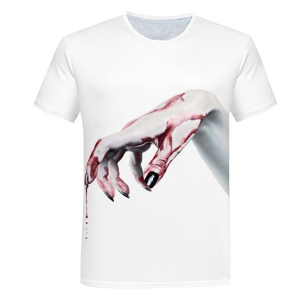 

o collar red blood terror summer 3d print shirts hippie plus size comics men clothing
