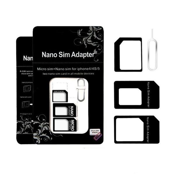 

nano sim card micro sim card to standard adapter adaptor converter set for iphone 6 5 4s 4 with eject pin key