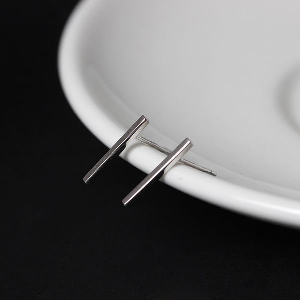 

flyleaf 925 sterling silver long strip stud earrings for women fashion lady prevent allergy sterling-silver-jewelry, Golden;silver