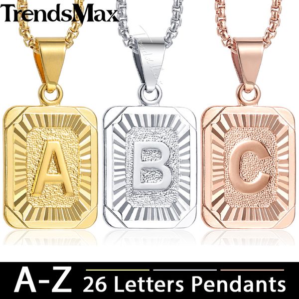 

trendsmax a-z 26 initial letters pendant necklace for women men rose gold silver friendship love letter chain jewelry gift gpm05
