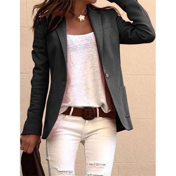 

women elegant business coat slim suit solid color long sleeve jackets@88, White;black