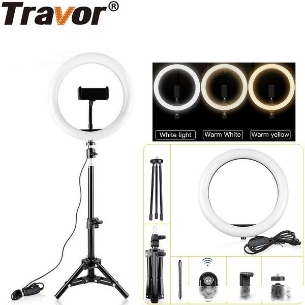

travor ring light 12inch ring lamp dimmable usb bluetooth with tripod for studio pgraphy youtube makeup lighting ringlight