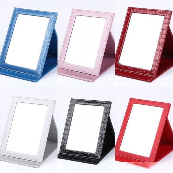 

pu folding mirrors small size candy color cosmetic mirror red black purple multi colors cosmetics accessories new arrival 8hl l1