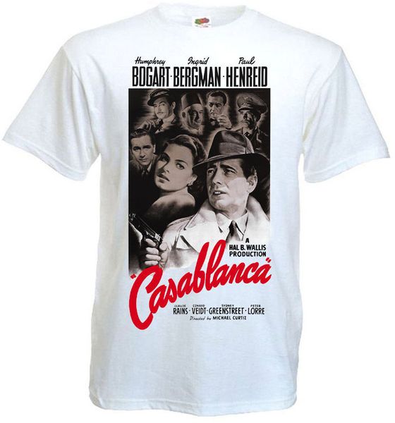 

casablanca movie poster t shirt white all sizes men t shirt print cotton short sleeve t-shirt 2018 new arrival men