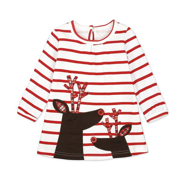 

girl's dresses fashion girls' christmas striped fawn dress princess, Red;yellow