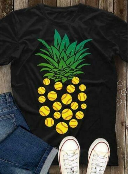 

pineapple softball men t-shirt black cotton s-6xl apparel casualÂ tee shirt