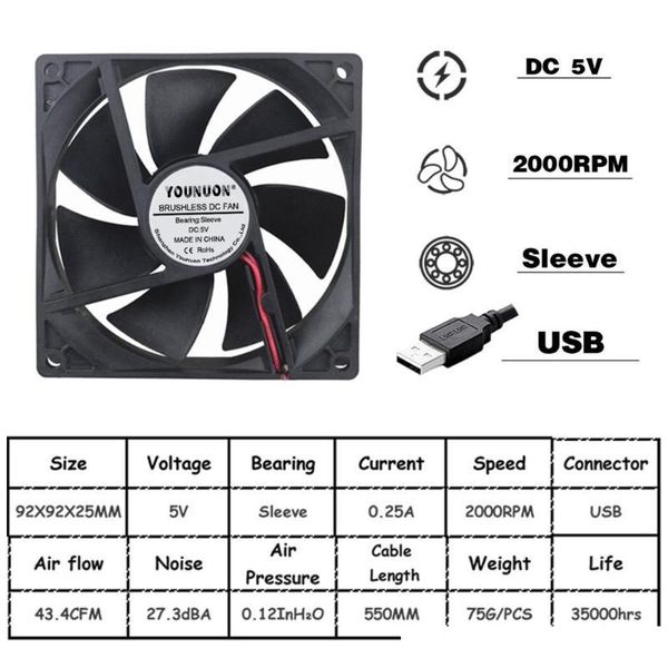 

92mm 9225 cooling fan dc 5v 12v 24v 92x92x25mm cooler fans pc case cpu brushless cooler 9cm sleeve/dual ball bearing radiator