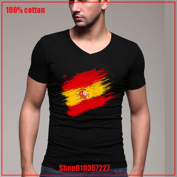 

spain's flag men's t-shirts casual v-neck short sleeves print funny t-shirts plus size t shirt for men 4xl 5xl