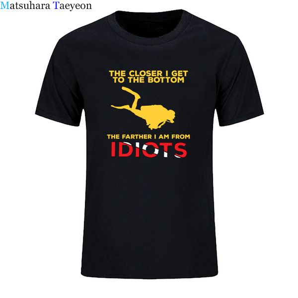 

new summer the closer i get to the bottom scuba diving tee tshirt man graphic t shirt fashion round neck clothing