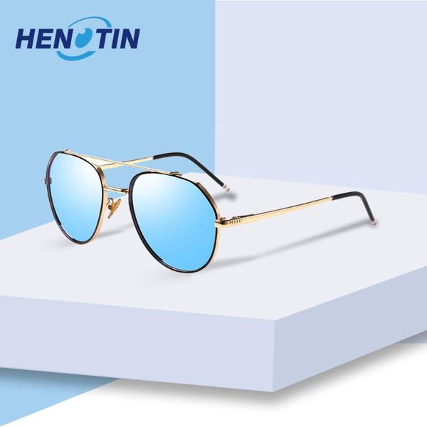 

henotin men women round vintage polarized sunglasses metal full rim double bridge shades with spring hinge polarized lenses, White;black