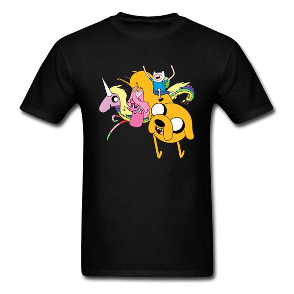 

new summer black t shirt for men rainbow unicorn hip hop mens adventure time tee shirts funny 2018 anime clothing