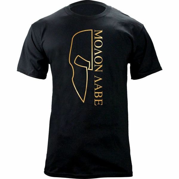 

molon labe outlined spartan helmet graphic t-shirt