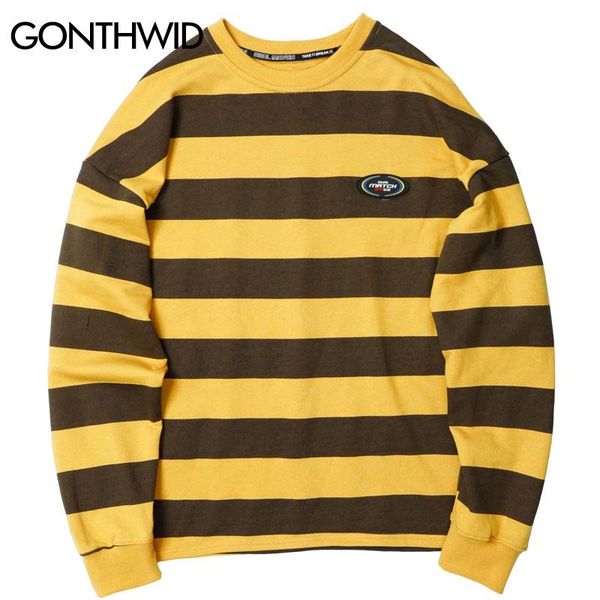 

striped pullover sweatshirts hoodies 2019 men harajuku hip hop hipster casual sweatshirt fashion male streetwear, Black
