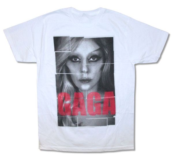 

lady gaga pop blocks white t shirt new loose fit tee shirt