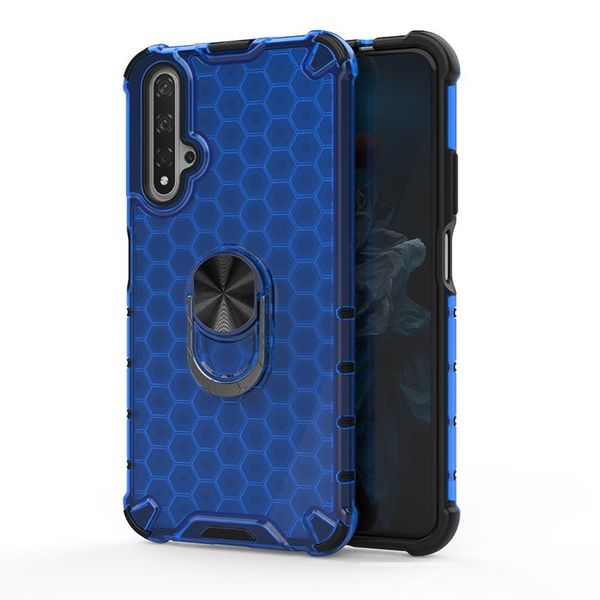 

clear honeycomb case for honor 20 case 2 in 1 shockproof bumper hard pc protection back cover with metal magnetic ring holder