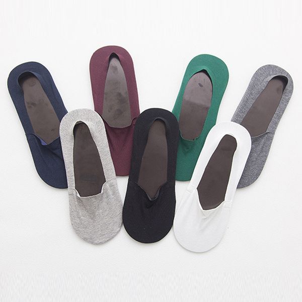 

men's socks mens summer seamless low cut no show boat large anti-skid silicone dots sole invisible liner cotton for men, Black