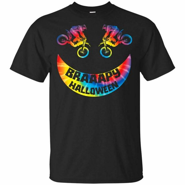 

braaapy halloween tie dye motorcross dirt bike gift black, navy t-shirt s-3xl cotton short sleeve tee shirt