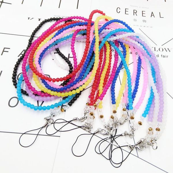 

crystal lanyard mobile phone lanyard diy long hanging neck mobile phone, Silver